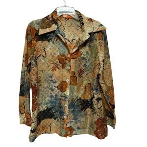 Peggy Lou California Vintage‎ Abstract Floral Lace Shirt Women's Top